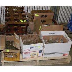 PALLET OF GLASSWARE & WINERACK