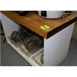 WHITE CABINET WITH BUTCHER BLOCK TOP