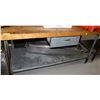 Image 1 : BUTCHER BLOCK PREP TABLE WITH STAINLESS STEEL TOP