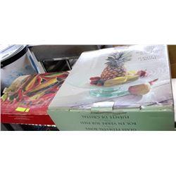 TWO PIECE CERAMIC CHIP & DIP SET WITH GLASS