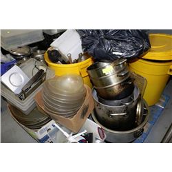 PALLET OF RESTAURANT EQUIPMENT INCLUDING POTS,