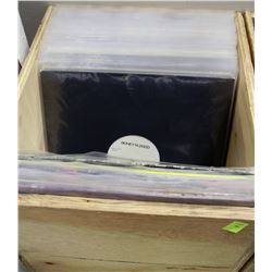 WOOD CRATE WITH DANCE MUSIC AND DJ RECORDS