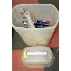 RUBBERMAID ROLL WRAP BIN WITH OVER 300 PCS WITH