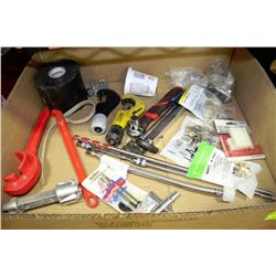LARGE BOX W/NEW PLUMBING SUPPLIES &