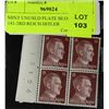 Image 1 : MINT UNUSED PLATE BLOCK OF 4 141-3RD REICH HITLER