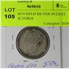 Image 1 : SCARCE 1874 NFLD SILVER 50 CENT QUEEN VICTORIA