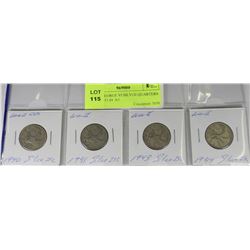 WWII GEORGE VI SILVER QUARTERS 1940,41,43,44  X4