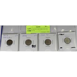 SCARCE QUEEN VICTORIA SILVER NICKELS X4