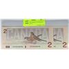 Image 1 : UNCIRC. 1986 "ROBIN" $2 NOTES W/ CONSEC. S/N X2