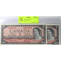 UNCIRC.1954 $2 NOTES LAWSON/BOUEY X2
