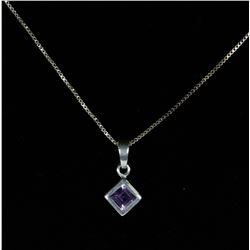 ITALY .925 SILVER NECKLACE WITH AMETHYST PENDANT