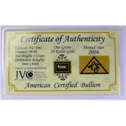 ONE GRAIN 24 KARAT GOLD AMERICAN CERTIFIED BULLION
