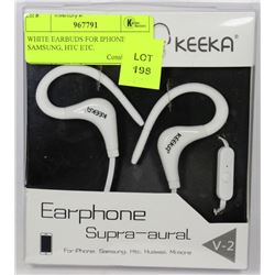 WHITE EARBUDS FOR IPHONE, SAMSUNG, HTC ETC.