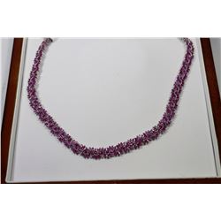 STERLING SILVER SET WITH RUBIES NECKLACE WITH COA