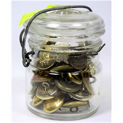 BALL CANNING JAR FILLED WITH OLD MILITARY BUTTONS