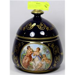 VINTAGE COBALT BLUE GOLD TRIM HAND PAINTED