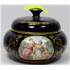 Image 1 : VINTAGE COBALT BLUE GOLD TRIM HAND PAINTED LIDDED