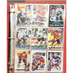 BINDER WITH 4 PAGES OF SIGNED HOCKEY CARDS