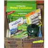 Image 1 : BOX OF NEW CAMPING ESSENTIALS W/WATER CONTAINER,