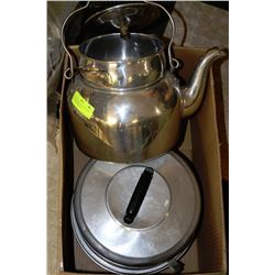 ANTIQUE WAREVER KETTLE WITH SOUP WARMER & OLD