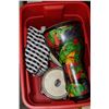 Image 1 : BIN WITH ASSORTED BONGO DRUMS & CARVED WOODEN