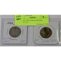 GEORGE V SILVER QUARTERS 1930,1931 X2