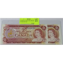 UNCIRCULATED 1974 TWO DOLLAR BANKNOTE X2