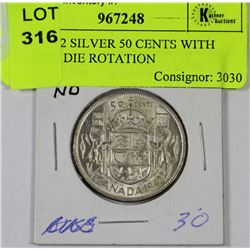 UNC 1942 SILVER 50 CENTS WITH SCARCE DIE ROTATION
