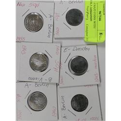 LOT OF 6 NAZI COINS WITH SWASTIKA ASSORTED PFENNIG
