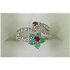 Image 1 : #9-925 SILVER NATURAL RUBY & EMERALD CZ RING SIZE7
