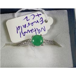 #10-925 SILVER NATURAL EMERALD CZ RING SIZE 8