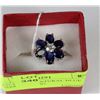 Image 1 : #14-925 SILVER NATURAL BLUE SAPPHIRE CZ RING
