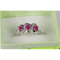 #6-925 SILVER NATURAL RUBY CZ RING SIZE 8