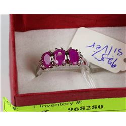 #3-925 SILVER NATURAL RUBY CZ RING SIZE 6.5