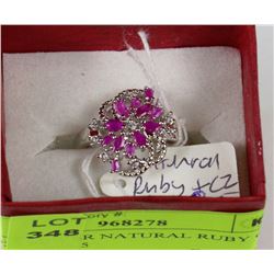 #1-925 SILVER NATURAL RUBY CZ RING SIZE 8.5