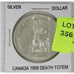 CANADA 1958 DEATH TOTEM SILVER DOLLAR