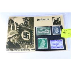POSTCARD WITH MINT GERMAN WWII STAMPS