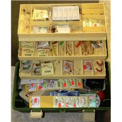 FISHING TACKLE BOX FILLED W/ TACKLE & ACCESSORIES