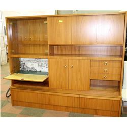LARGE TEAK VENEER 3 PIECE WALL CABINET