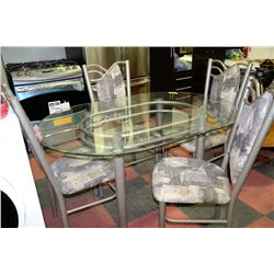 GLASS TOP KITCHEN TABLE WITH 4 CHAIRS