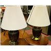 Image 1 : 2 BRASS LAMPS WITH SHADES