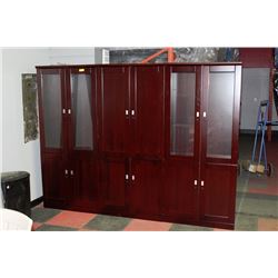 3 PIECE CHERRY FINISH  WALL UNIT WITH KEYS