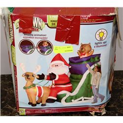 INFLATABLE SANTA AND REINDEER ANIMATED LAWN