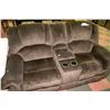 Image 1 : BROWN FABRIC RECLINING CONSOLE LOVESEAT