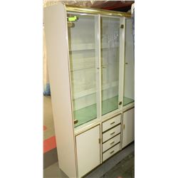1PC CHINA CABINET AND HUTCH IVORY COLOR W/GOLD
