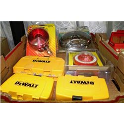 TRAY OF DEWALT DRILL BITS, NEW TAIL LIGHTS FOR