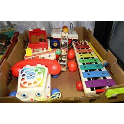BOX OF VINTAGE FISHER PRICE TOYS
