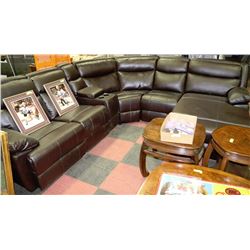 LARGE BROWN BONDED LEATHER ELECTRIC RECLINING