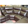 Image 3 : LARGE BROWN BONDED LEATHER ELECTRIC RECLINING