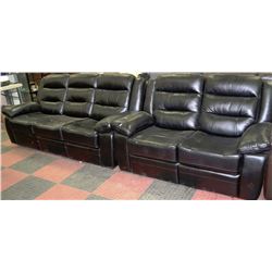 NEW BLAKE BLACK LEATHERETTE SOFA AND LOVESEAT